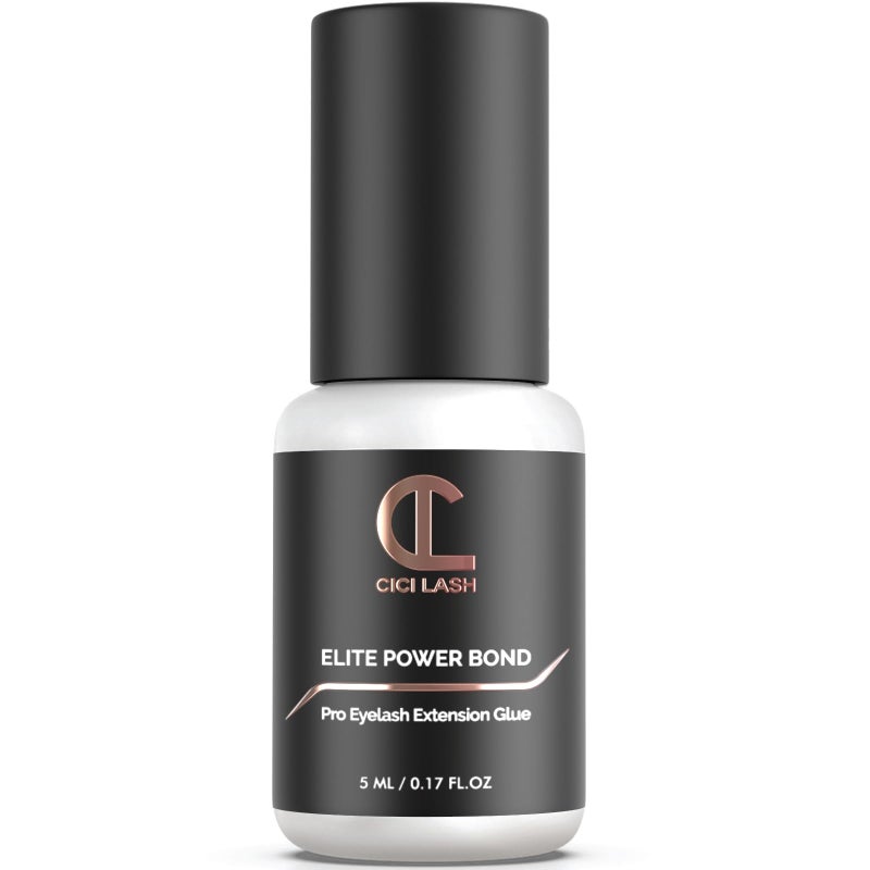 CICI Lash Elite Power Eyelash Extension Glue for Professionals - Maximum 8 Week Retention / 1-2 Second Drying Time Semi Permanent Individual/Volume Lash Extension Glue with Deep Black Color - Latex Free 5ml - Image 1